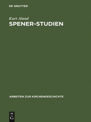 cover image of Spener-Studien